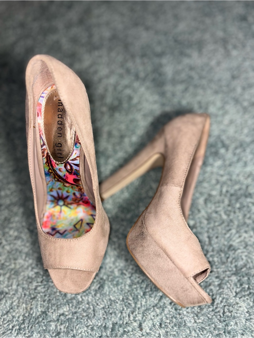 Madden Girl Blush Peep-Toe Suede Platform Heels